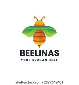 Honey bee gradient colorful logo vector icon illustration
