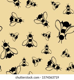 honey bee hand draw seamless pattern doodle sketch 