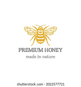 Honey bee hand drawn style symbol. Web Icon Logo Template Design Element.