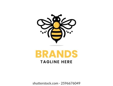 A Honey Bee Hand Drawn Textured Vector Illustration. Linear Style Design Vintage Luxury Company