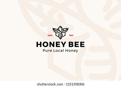 Honey bee hexagon pure local honey logo icon vector template illustration