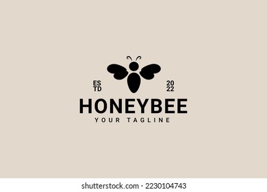 Honey Bee Hipster Vintage Logo Vector Icon Illustration