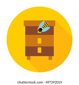 Honey bee hive circle icon. Vector illustration of beehive.