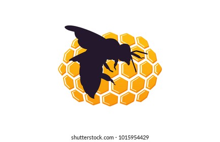 Honey Bee Hive Honeycomb Logo Template Vector