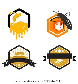 Honey Bee Hive Honeycomb Logo Template