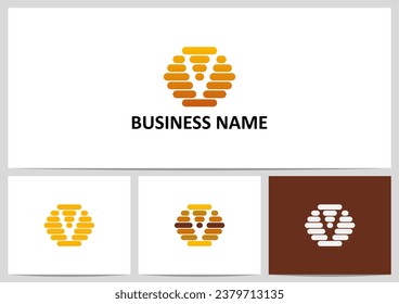 Honey Bee Hive Letter Alphabet Logo Design V
