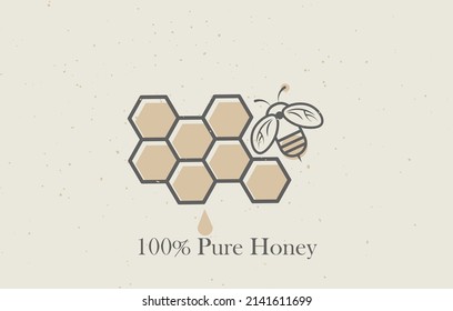 Honey bee with a honeycomb label vector format.

