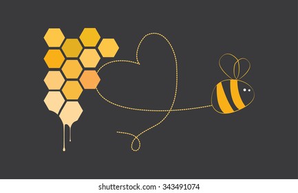 Honey bee and honeycombs