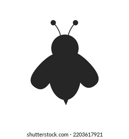 Honey Bee Icon. Black Bee On White Background. Vector Silhouette. EPS