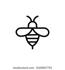 honey Bee icon Black and white outline vector