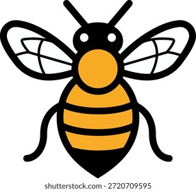Icono de abeja de miel. Diseño de personaje de Bumblebee. Símbolo de insecto Vector. Ilustración de abeja amarilla y negra. Icono de Naturaleza.