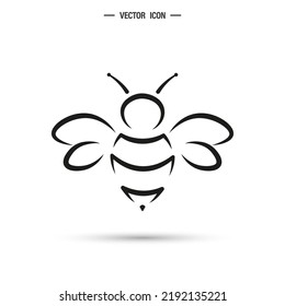Honey bee icon. Bumblebee, Honey making concept. vector illustration isolated on white background