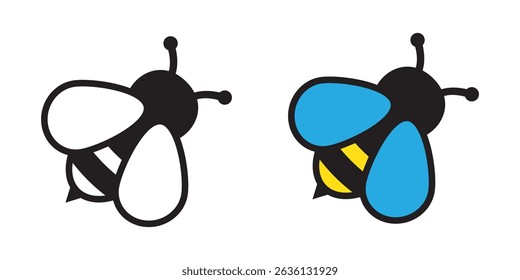 Honey Bee icon. Cartoon flying bee. Insect character.