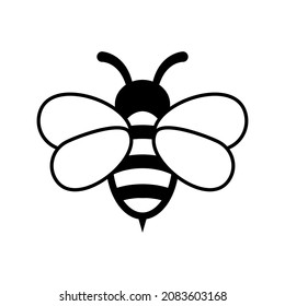 Honey Bee icon, cartoon insect on white background