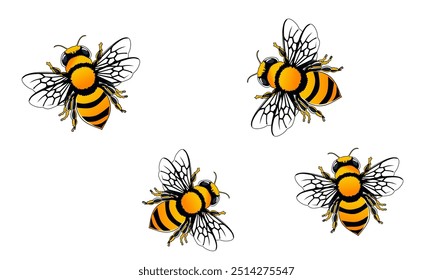 Icono de abeja de miel de cerca aislado sobre fondo blanco. Plantilla de diseño de abeja de miel reina