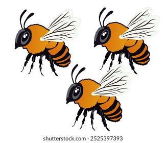 Icono de abeja de miel de cerca aislado sobre fondo blanco. Plantilla de diseño de abeja de miel reina