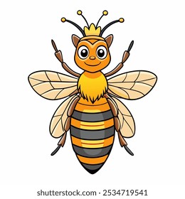 Plantilla aislada del diseño de la abeja de la miel de la reina, Ilustración vectorial en el fondo blanco.