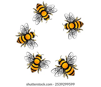 Icono de abeja de miel de cerca aislado sobre fondo blanco. Plantilla de diseño de abeja de miel reina