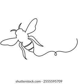 Honey bee icon   continuous one line drawing  outline vector illustration 