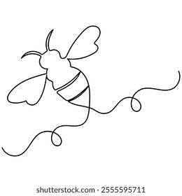 Honey bee icon   continuous one line drawing  outline vector illustration 