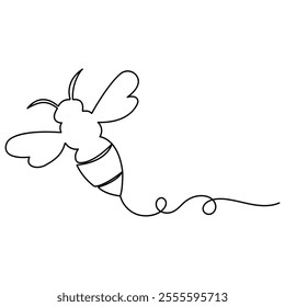 Honey bee icon   continuous one line drawing  outline vector illustration 