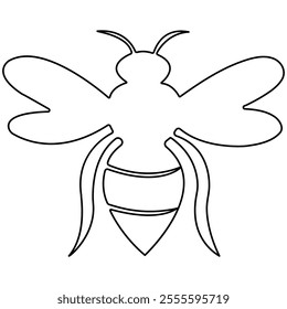 Honey bee icon   continuous one line drawing  outline vector illustration 