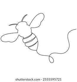 Honey bee icon   continuous one line drawing  outline vector illustration 