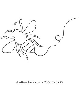 Honey bee icon   continuous one line drawing  outline vector illustration 