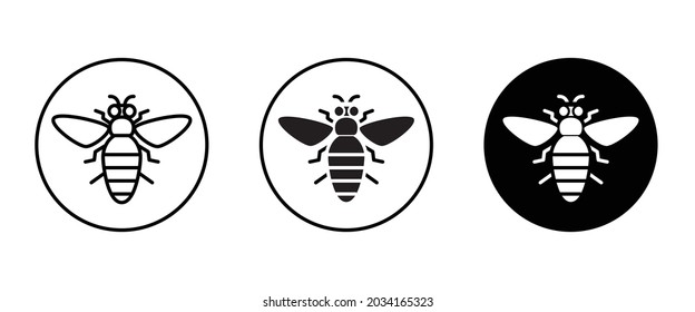 Honey Bee Icon. Farm Animal Icon Button, Vector, Sign, Symbol, Logo, Illustration, Editable Stroke, Flat Design Style Isolated On White