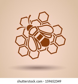 Honey Bee icon, Flat style, vector