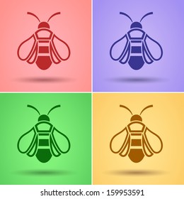 Honey Bee icon, Flat style, vector