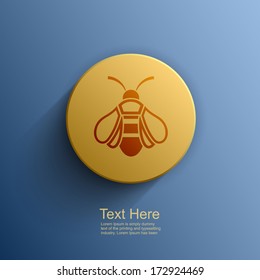 Honey Bee icon, Flat style, vector