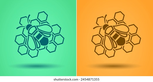 Honey Bee icon, Flat style, vector, Vector illustration