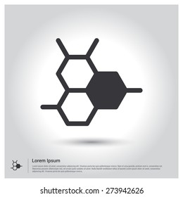 Honey Bee Icon. Hexagon Connectivity Logo, pictograph icon on gray background. Vector illustration for web site, mobile application. Simple flat metro design style. Outline Icon. Flat design style