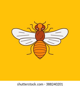 Honey bee icon illustration.