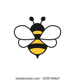 Honey Bee Icon. Insect Character. Cartoon Flying Bee. Vector Isolated On White