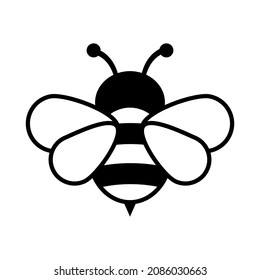 Honey Bee icon. Insect character. Cartoon flying bee. Vector isolated on white background.