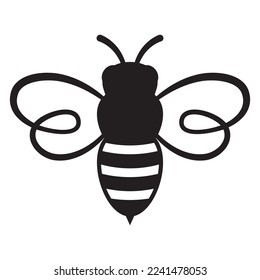 Honey Bee icon. Insect character. Cartoon flying bee. Vector isolated on white background.