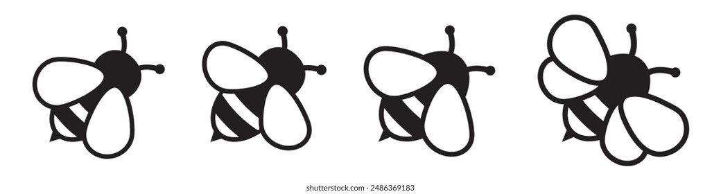 Honey Bee icon. Insect character. Cartoon flying bee.