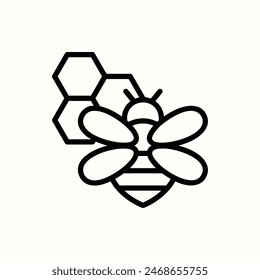 honey bee icon, isolated line icon