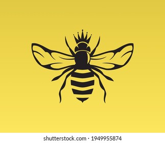 honey bee icon Isolated on yellow background vector drawing for honey products, package, design