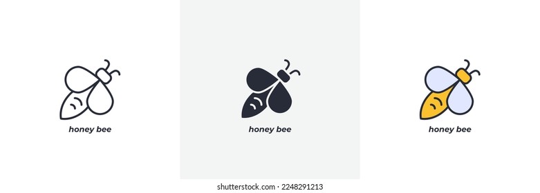 honey bee icon. Line, solid and filled outline colorful version, outline and filled vector sign. Idea Symbol, logo illustration. Vector graphics
