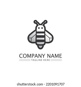 Honey and bee icon logo vector animal design and illustration 