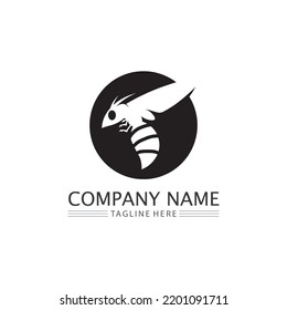 Logo del icono de la miel y de la abeja vectores de diseño animal e ilustración 