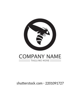 Honey and bee icon logo vector animal design and illustration 