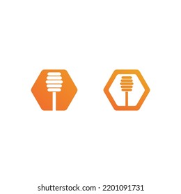 Honey and bee icon logo vector animal design and illustration 