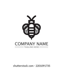 Honey and bee icon logo vector animal design and illustration 