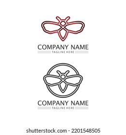 Logo del icono de la miel y de la abeja vectores de diseño animal e ilustración 