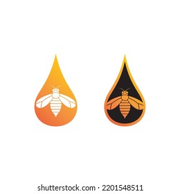 Honey and bee icon logo vector animal design and illustration 