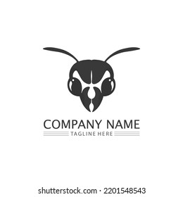 Honey and bee icon logo vector animal design and illustration 